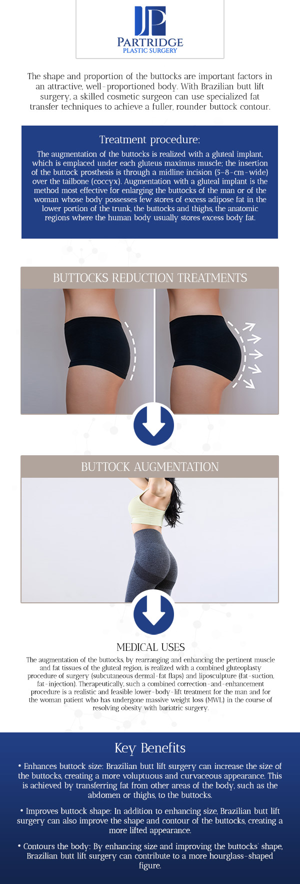 A Brazilian Butt Lift (BBL) is a cosmetic procedure that uses fat transfer to enhance the shape and volume of the buttocks. This technique helps create a more balanced figure, enhancing proportions without implants. At Partridge Plastic Surgery, Dr. Joanna Partridge, MD, a board-certified female plastic surgeon, specializes in Brazilian Butt Lifts (BBLs) to create natural, contoured curves. We ensure personalized care and excellent results every step of the way. For more information, contact us today or schedule an appointment online. We are conveniently located at 330 N Harrison Ste 1A, Princeton, NJ 08540.