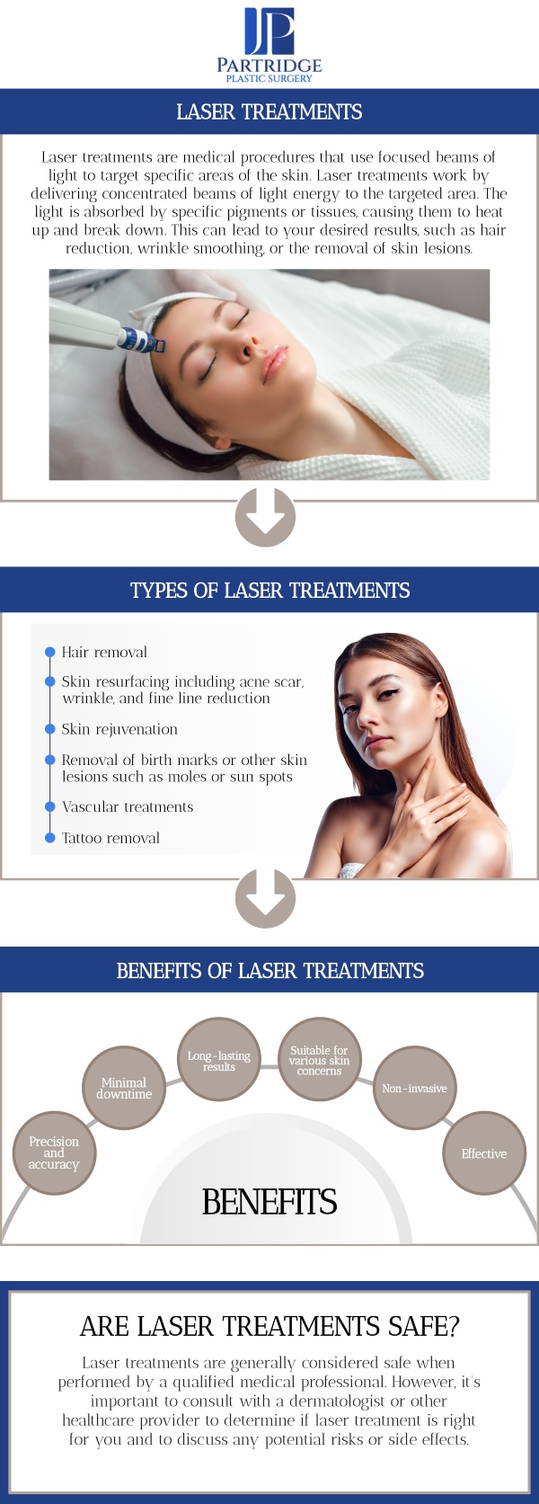 Laser skin treatment is a non-invasive procedure designed to reduce wrinkles, acne scars, and uneven skin tone while tightening the skin. Dr. Joanna Partridge, MD, a board-certified female plastic surgeon at Partridge Plastic Surgery, performs this treatment using a laser beam to remove the outer layer of skin and stimulate collagen production, resulting in firmer and smoother skin. This procedure helps rejuvenate the skin, leaving it with a refreshed and youthful appearance. For more information, contact us today or schedule an appointment online. We have convenient locations in Princeton, NJ, and North Brunswick, NJ.