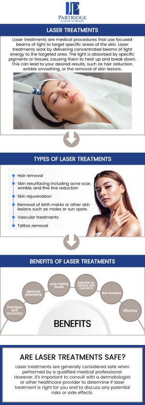 Advanced laser treatments offer a variety of benefits, including improved skin texture, reduced wrinkles, and enhanced skin tone. Dr. Joanna Partridge, MD, a board-certified female plastic surgeon at Partridge Plastic Surgery, offers these non-invasive procedures that stimulate natural collagen production, delivering long-lasting results with minimal downtime. These treatments also tighten the skin, providing a firmer, more youthful appearance, and with regular sessions, help maintain smooth, healthy skin for a revitalized look. For more information, contact us or schedule an appointment online. We have convenient locations to serve you in Princeton, NJ and North Brunswick, NJ. Advanced laser treatments offer a variety of benefits, including improved skin texture, reduced wrinkles, and enhanced skin tone. Dr. Joanna Partridge, MD, a board-certified female plastic surgeon at Partridge Plastic Surgery, offers these non-invasive procedures that stimulate natural collagen production, delivering long-lasting results with minimal downtime. These treatments also tighten the skin, providing a firmer, more youthful appearance, and with regular sessions, help maintain smooth, healthy skin for a revitalized look. For more information, contact us or schedule an appointment online. We have convenient locations to serve you in Princeton, NJ and North Brunswick, NJ.